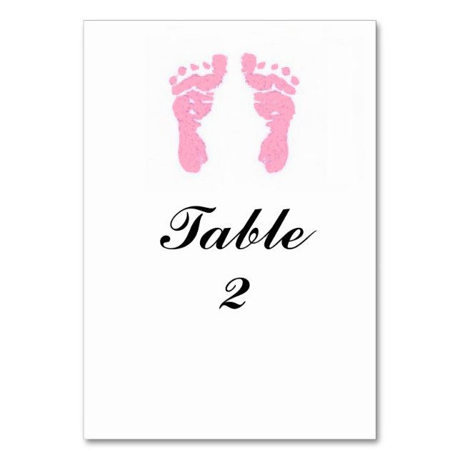 Numeração De Mesa Tablecard "Pegadas de Menina" (Frente)