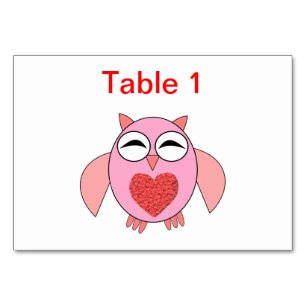 Numeração De Mesa Tablecard Personalizável de Coração de Amor Rosa