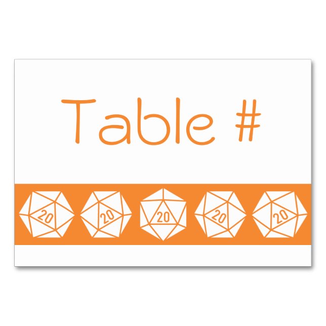 Numeração De Mesa Tabletop Chic na Placa de Mesa Laranja (Frente)