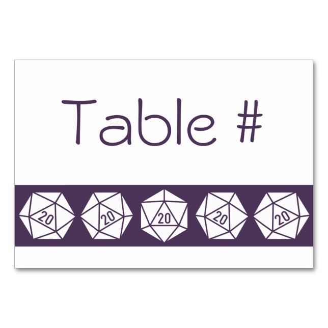Numeração De Mesa Tabletop Chic na Placa de Mesa Roxa (Frente)