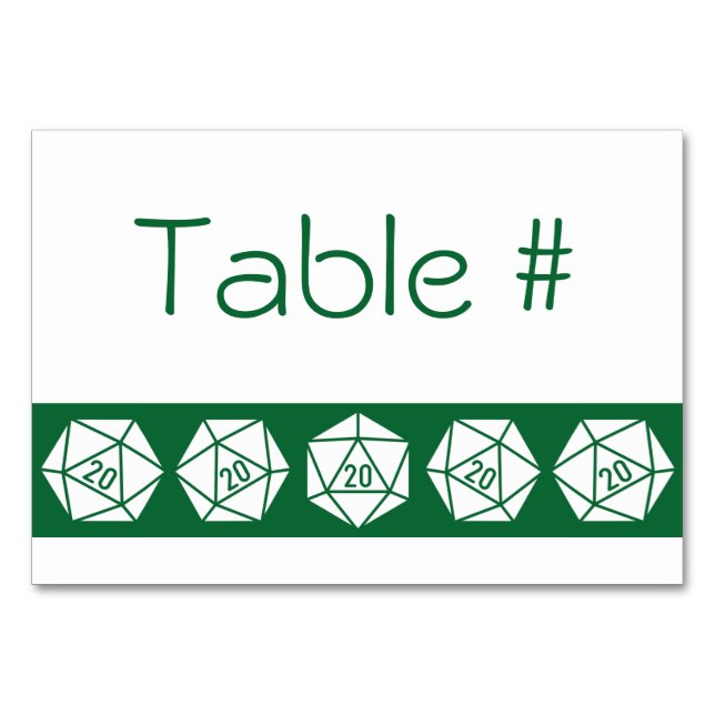 Numeração De Mesa Tabletop Chic na Placa de Mesa Verde (Frente)