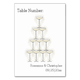 Numeração De Mesa Taças de Champanhe Casamento Simples