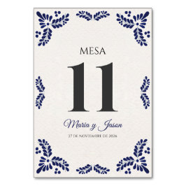 Numeração De Mesa Talavera Blue Floral Minimalist Spanish Wedding