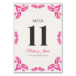 Numeração De Mesa Talavera Pink Floral Minimalist Spanish Wedding