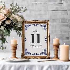 Numeração De Mesa Talavera Preto Floral Minimalista Casamento Espanh