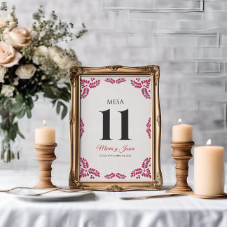 Numeração De Mesa Talavera Red Floral Minimalist Spanish Wedding