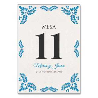 Numeração De Mesa Talavera Turquoise Minimalist Spanish Wedding