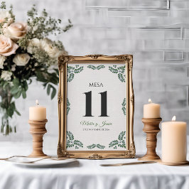 Numeração De Mesa Talavera Verde Floral Minimalista Casamento Espanh