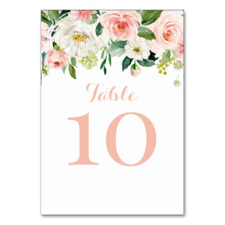 Numeração De Mesa Tarjeta De Mesa Floral watercolor pink table numbe