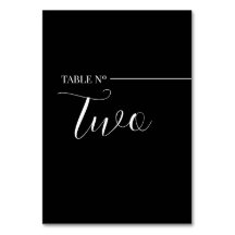 Tarjeta De Mesa Modern Black and White Table Numb