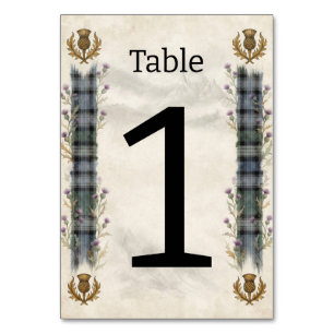 Numeração De Mesa Tartan MacFie Ilha de Skye Casamento Mal-humorado