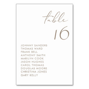 Numeração De Mesa Taupe Modern Manuscrito Casamento de Script Manusc