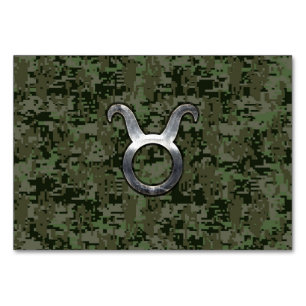 Numeração De Mesa Taurus Zodiac Símbolo do Camo Digital Verde