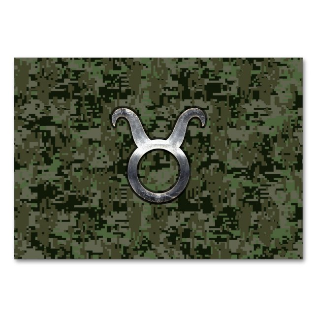Numeração De Mesa Taurus Zodiac Símbolo do Camo Digital Verde (Frente)