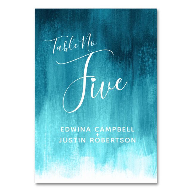 Numeração De Mesa Teal abstrato lave a mesa de arte moderna número c (Frente)