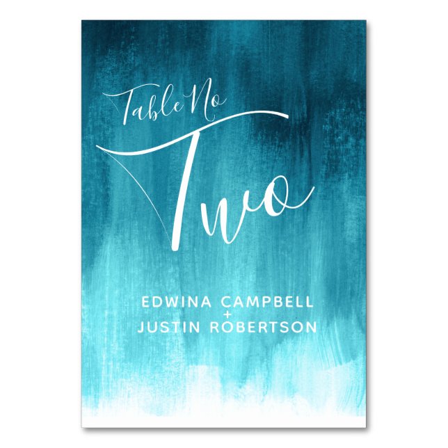 Numeração De Mesa Teal abstrato lave a mesa de arte moderna número d (Frente)