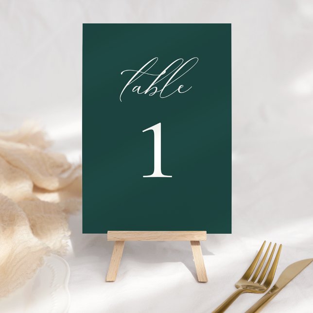 Numeração De Mesa Teal de Script Elegante Moderno (Criador carregado)