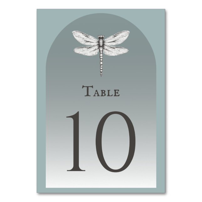 Numeração De Mesa Teal Dragonfly Wedding (Frente)