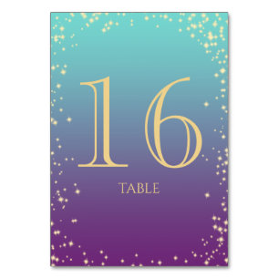 Numeração De Mesa Teal e Número de Tabela Roxo de Mão Esparsa