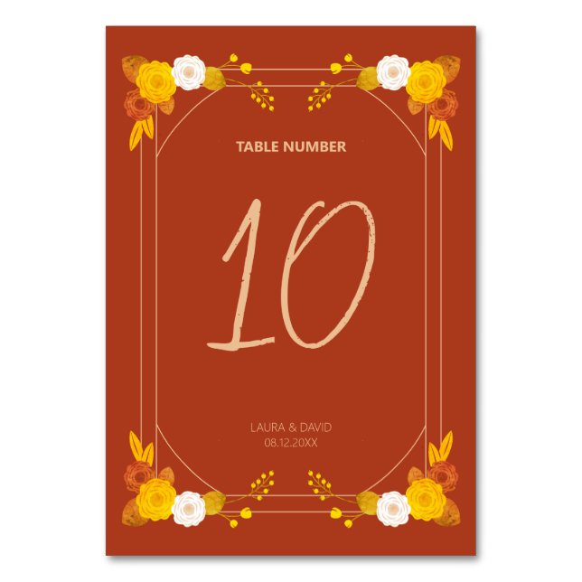 Numeração De Mesa Tema de Casamento Clássico (Frente)