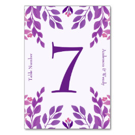Numeração De Mesa Tema de Casamento de Folhas Roxas