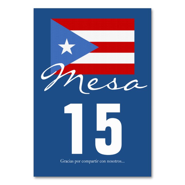Numeração De Mesa Tema de festa da bandeira de Porto Rico (Frente)
