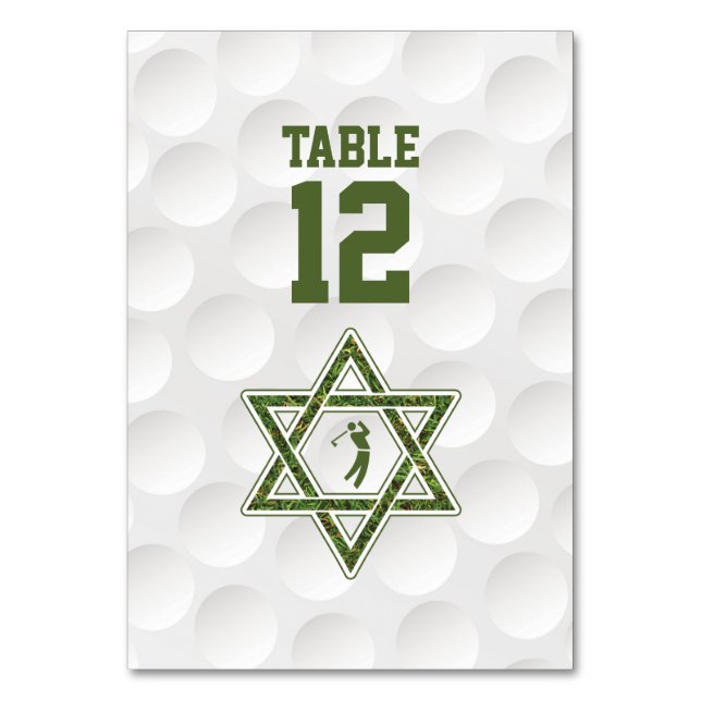 Numeração De Mesa Tema de Golfe Bar Mitzvah (Frente)