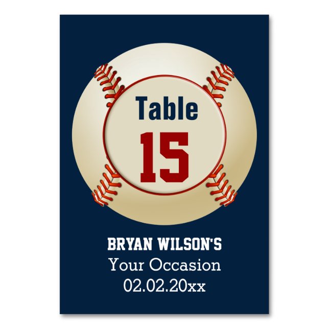 Numeração De Mesa Tema Esporte Baseball Números de tabela personaliz (Frente)