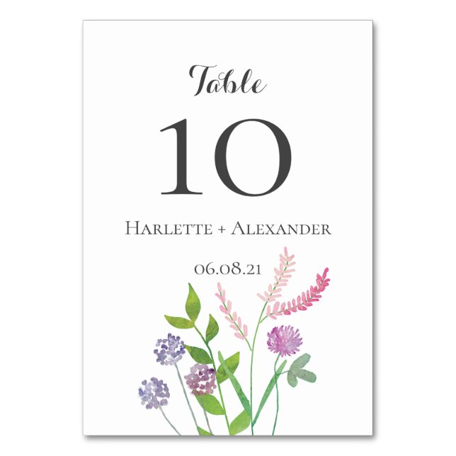 Numeração De Mesa Tema Flores Selvagens (Frente)