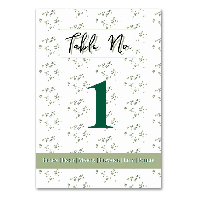Numeração De Mesa Tema Floresta Verde Convite de Casamento Tudo em U (Frente)