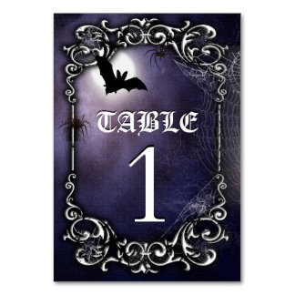 Numeração De Mesa Tema gótico do Halloween com morcegos e lua de che