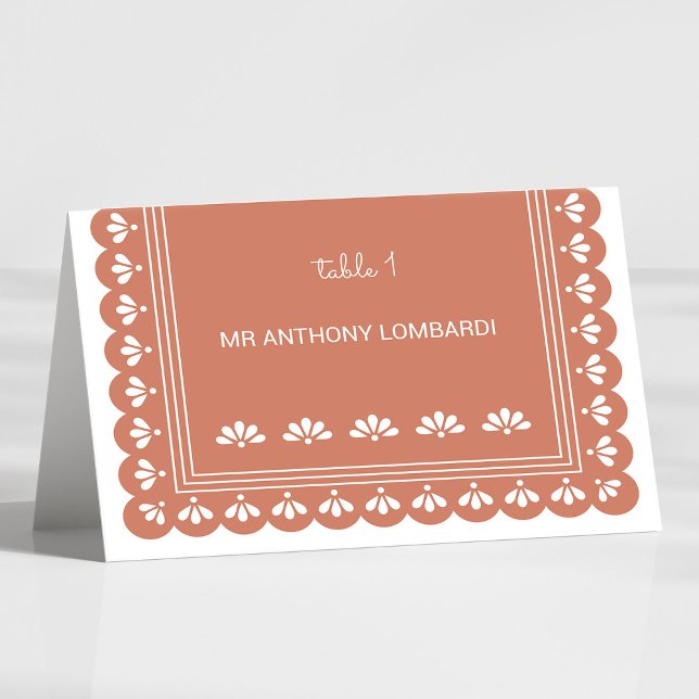 Numeração De Mesa Terra Cotta Autumn Wedding DIY Fold Place Card (Terra Cotta Autumn Wedding DIY Fold Place Card)