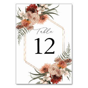 Numeração De Mesa Terra russa e champanhe Florais Tabela número 2