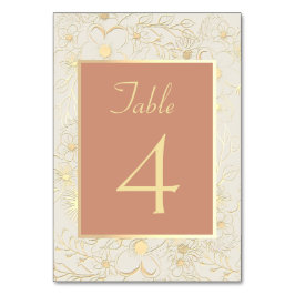 Numeração De Mesa Terracota Dourada Elegante