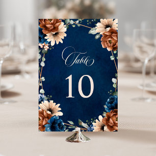 Numeração De Mesa Terracotta Azul Marinho Verde Geométrico Casamento