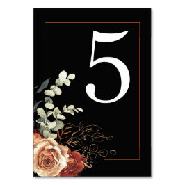 Numeração De Mesa Terracotta Burnt Orange Floral Black Casamento