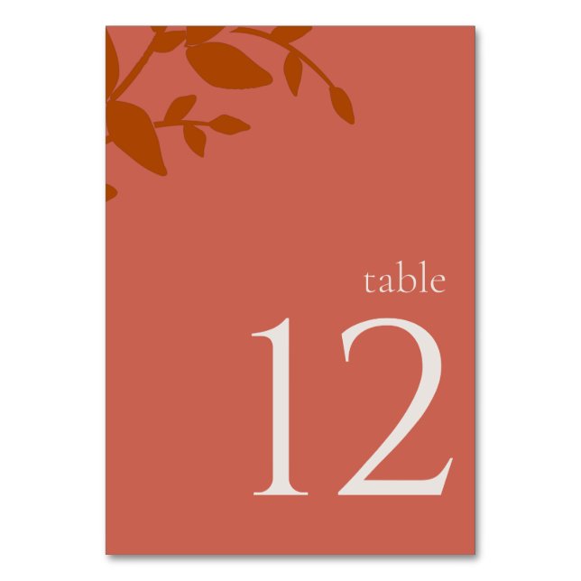 Numeração De Mesa Terracotta deixa moderna tabela de casamento (Frente)