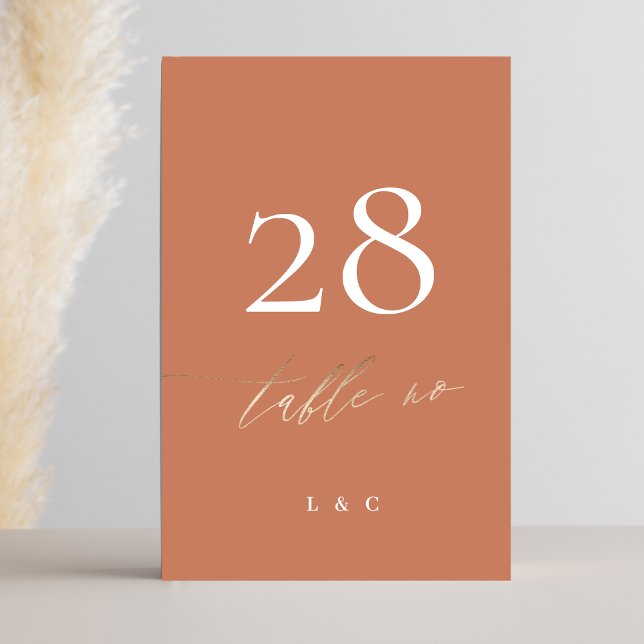 Numeração De Mesa Terracotta Dusty Orange Elegant Boho Dourado Casam (Criador carregado)