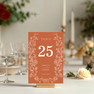 Numeração De Mesa Terracotta Fall Floral Weding
