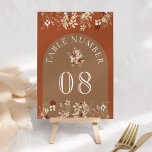 Numeração De Mesa Terracotta Floral Wildflower Beige Weding<br><div class="desc">Elegante número de tabela com lindas flores rústicas e tipografia moderna.</div>