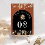 Numeração De Mesa Terracotta Floral Wildflower Black Weding<br><div class="desc">Elegante número de tabela com lindas flores rústicas e tipografia moderna.</div>