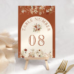 Numeração De Mesa Terracotta Floral Wildflower Cream Weds<br><div class="desc">Elegante número de tabela com lindas flores rústicas e tipografia moderna.</div>