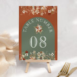 Numeração De Mesa Terracotta Floral Wildflower Sage Casamento Verde<br><div class="desc">Elegante número de tabela com lindas flores rústicas e tipografia moderna.</div>