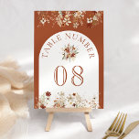 Numeração De Mesa Terracotta Floral Wildflower White Weding<br><div class="desc">Elegante número de tabela com lindas flores rústicas e tipografia moderna.</div>