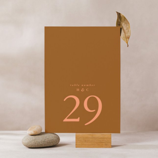 Numeração De Mesa Terracotta Moss Green Simple Plain Modern Casament (Criador carregado)