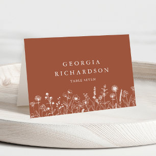 Numeração De Mesa Terracotta Rustic Fall Wildflower Place Card