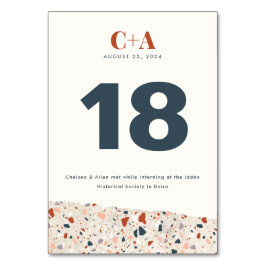 Numeração De Mesa Terrazzo Slab Wedding Double Sided