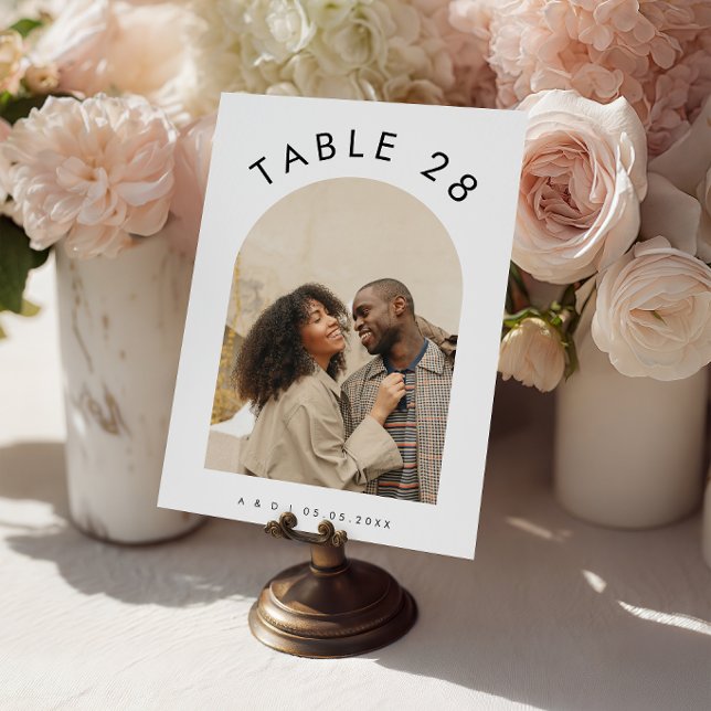 Numeração De Mesa Texto Fotográfico Arqueado Boho Minimalista Casame (Criador carregado)