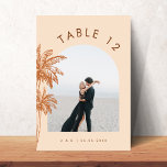 Numeração De Mesa Texto Fotográfico Arranjado Boho Palm Tropical Cas<br><div class="desc">Este número da mesa de na moda seria um excelente adicional para a sua celebração de casamento. Adicione facilmente seus próprios detalhes clicando na opção "personalizar".</div>