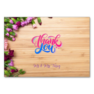 Numeração De Mesa Textura De Madeira Floral Casamento Obrigado Cartõ